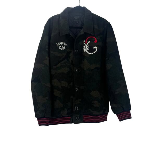 Acapulco Gold Men's Camouflage Wool Bomber Jacket Long Sleeve Green Size XL NWOT - Picture 4 of 8